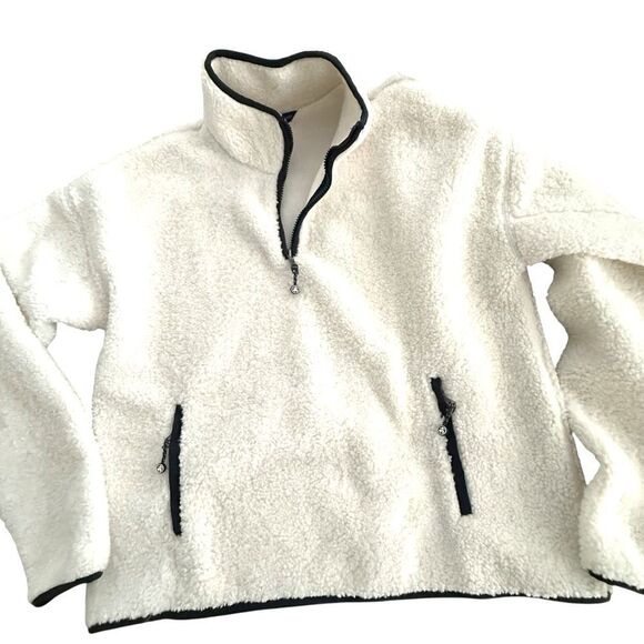 Brooks Brothers Teddy Pile Plush Fleece Half-Zip Pullover in White Women’s XL - Picture 12 of 15